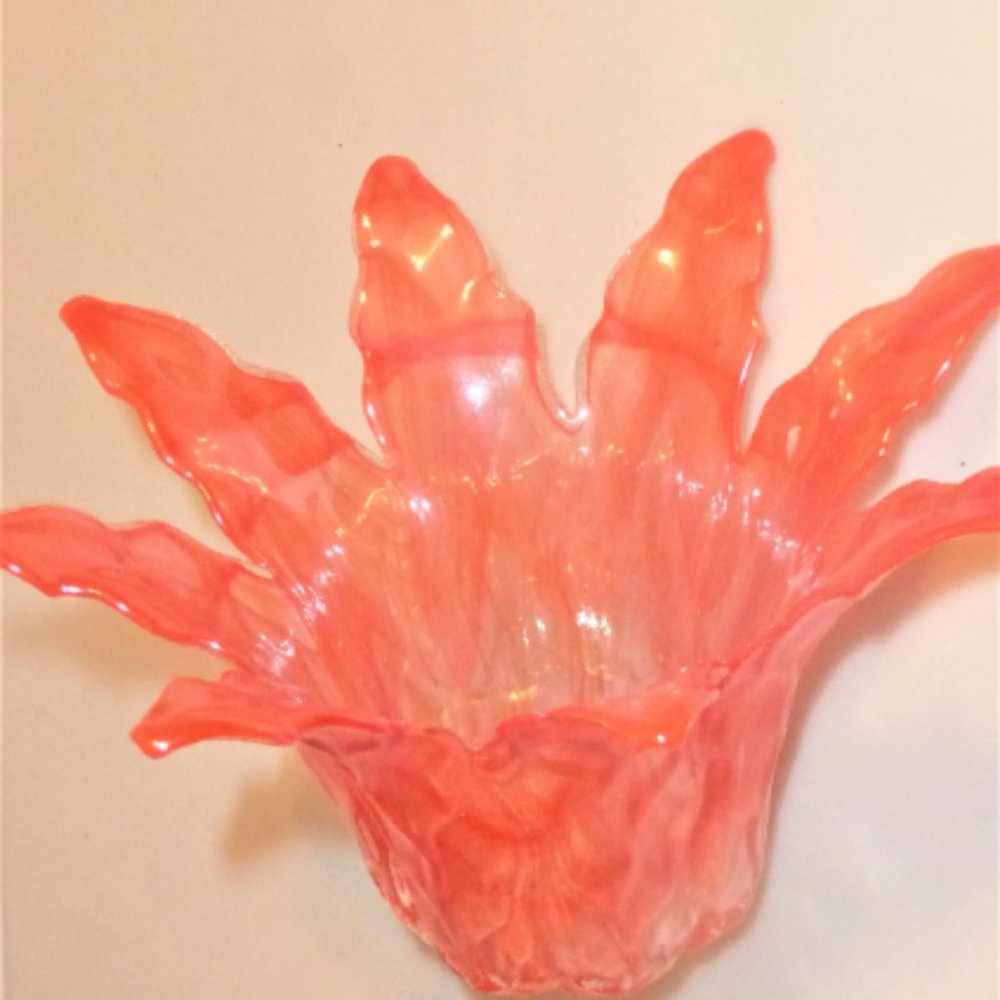 Vintage GLASS CANDLE HOLDER Pillar Candle Tealight Scented Candles Red Glass